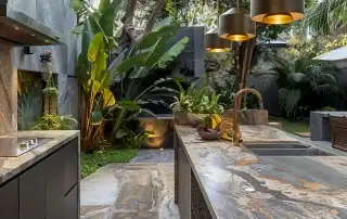 granit tezgah bahcede