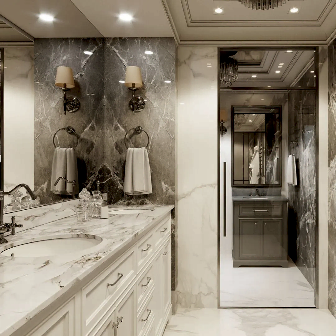 beyaz mermer banyo tezgahı