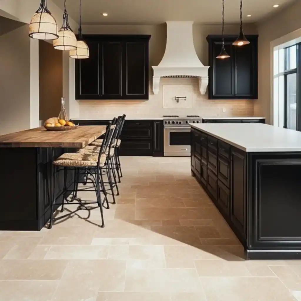 traverten zemin kaplama mutfak