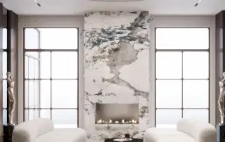 desenli mermer şömine kaplaması