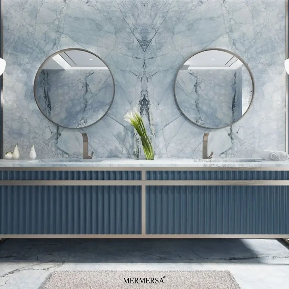 sky blue mermer duvar